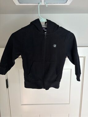 Champion Kids Black Zip-Up Hoodie with Logo